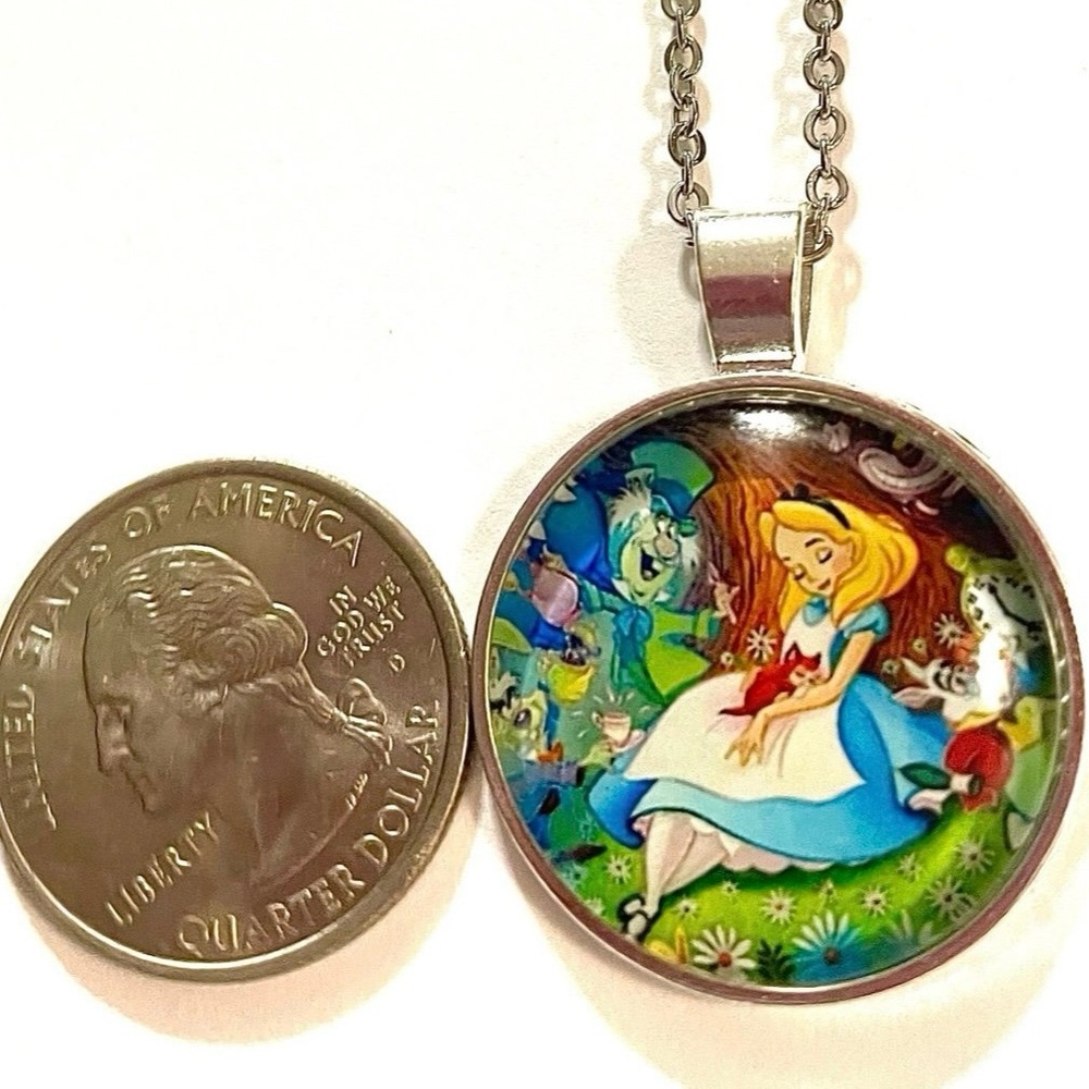 Alice In Wonderland Silver Pendant Necklace - Picture 2 of 2